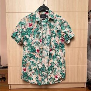 Topman Floral Print Men's Shirt - Green and Red